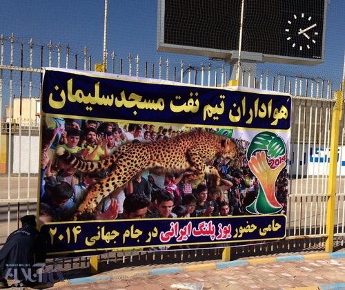 ورزشگاه فوتبال مسجد سلیمان در روز شنبه هفتم دی ماه 1392 به استقبال یوزپلنگ آسیایی در ایران رفته است!