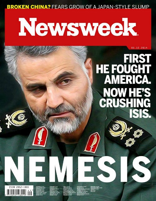 عکس جلد مجله نیوزویک با تصویر سردار قاسم سلیمانی؛ او در حال له کردن داعش است