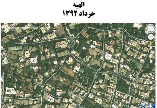 نقشه هوایی باغات تهران