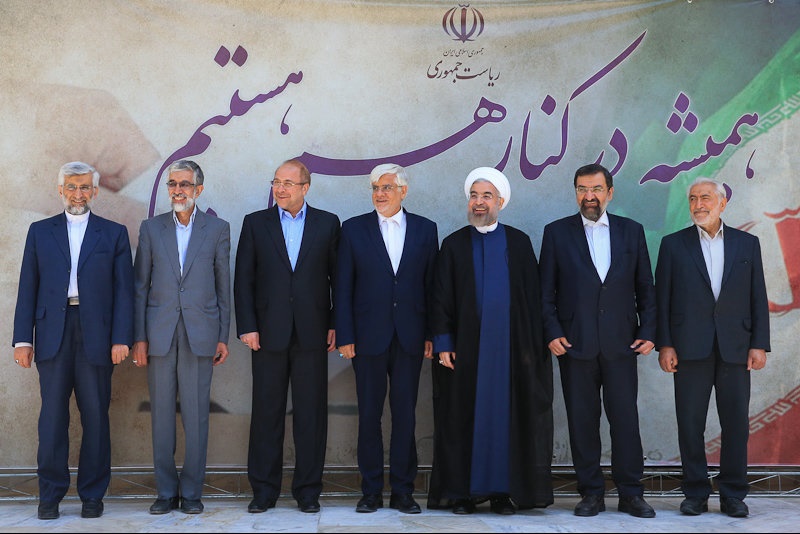 نظر شما درباره این عکس چیست/ روحانی در کنار رقبای انتخاباتی
