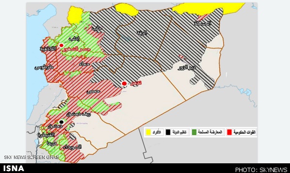 مناطق تحت کنترل طرف‌های درگیر در سوریه