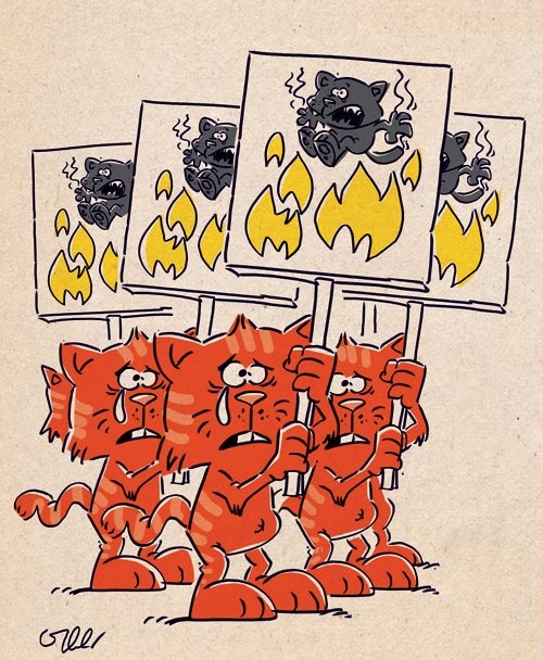کاریکاتور/ 200 گربه در آتش!