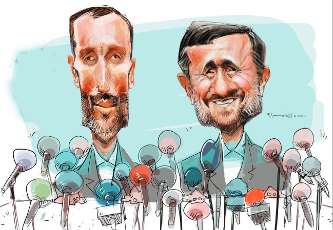 احمدی نژاد و بقایی رو به دوربین!