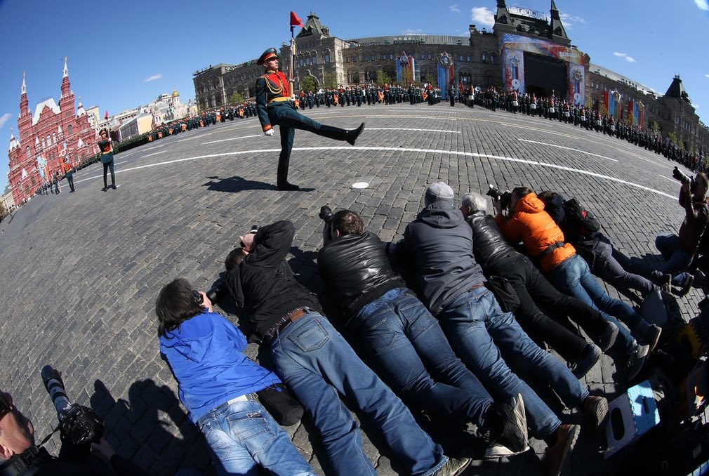 عکسی ازپوزیشن خبرنگاران در رژه ارتش روسیه