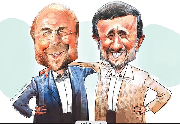 کاریکاتور احمدی نژاد و قالیباف روی جلد یک روزنامه!