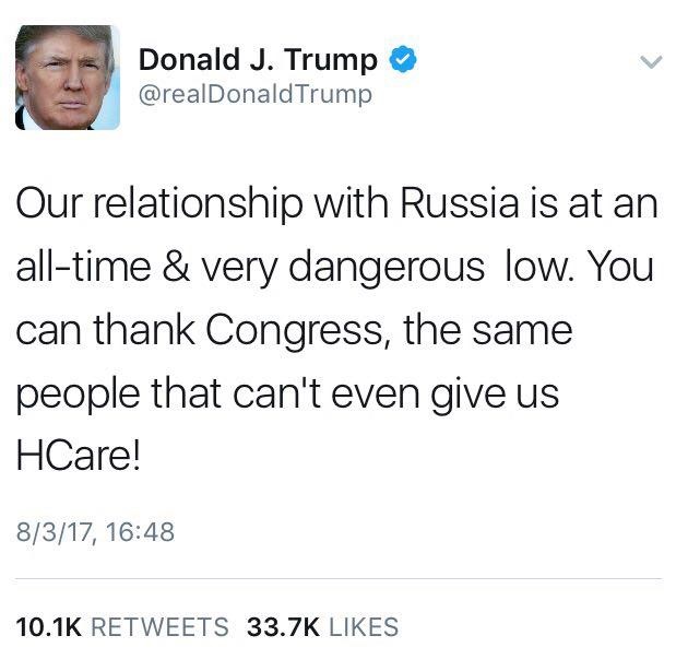 هشدار توئیتری ترامپ درباره سطح روابط روسیه و آمریکا