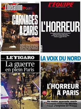صفحه اول امروز روزنامه‌های اروپا: وحشت و قتل عام در پاریس