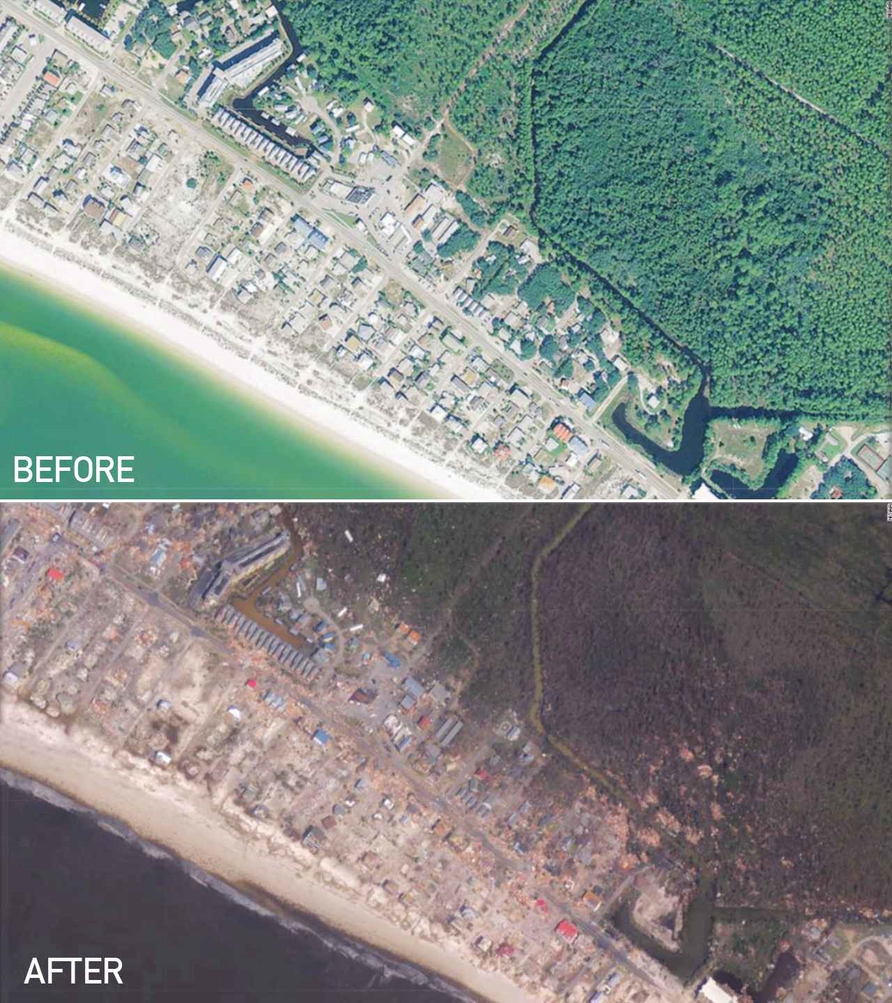 قبل و بعد از طوفان در فلوریدا