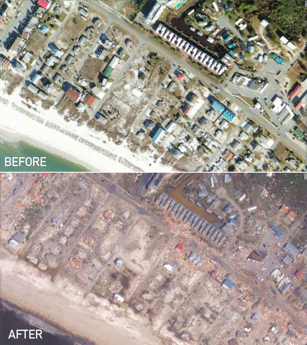 قبل و بعد از طوفان در فلوریدا