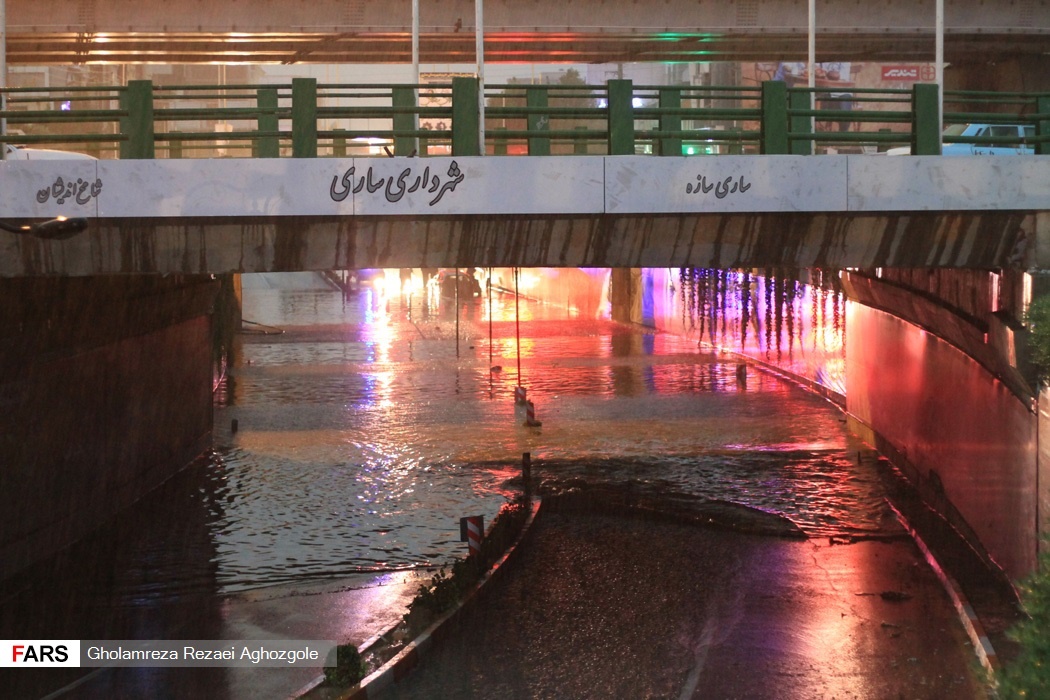 بارش شدید باران در ساری