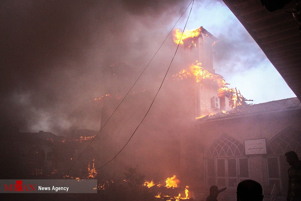 آتش‌ سوزی مسجد جامع و بازار ساری