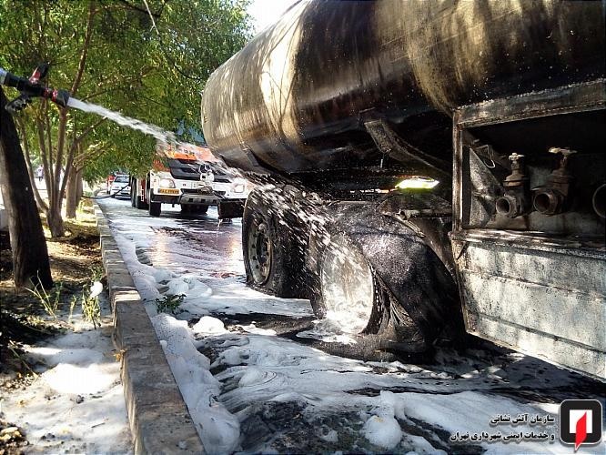 آتش سوزی تانکر بنزین در جنوب تهران