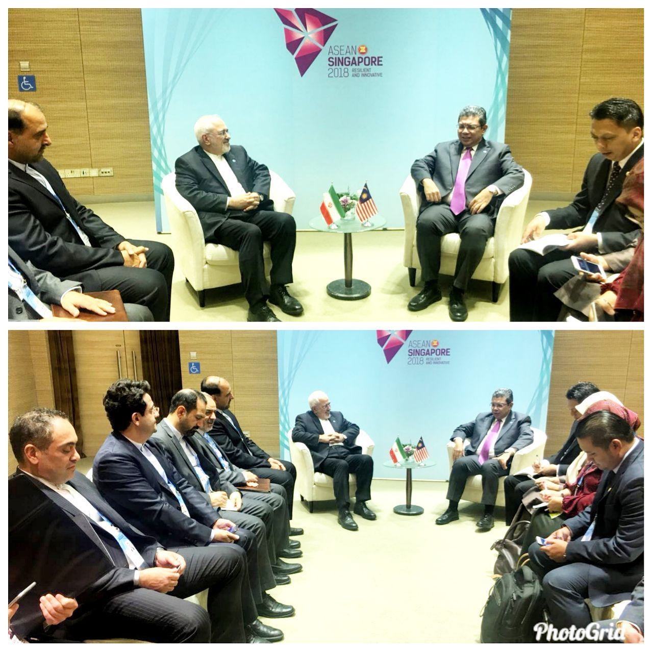  وزرای امور خارجه جمهوری اسلامی ایران و مالزی در سنگاپور دیدار