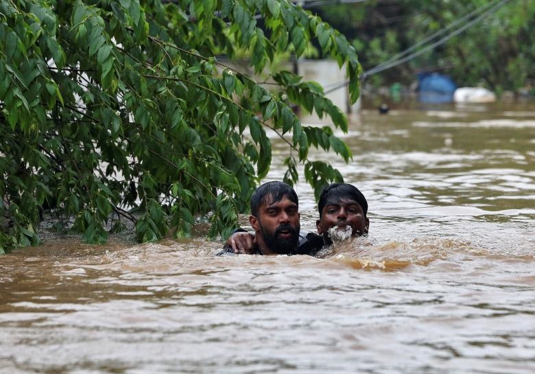 بارش باران و وقوع سیل در  ایالت کرالا هند 