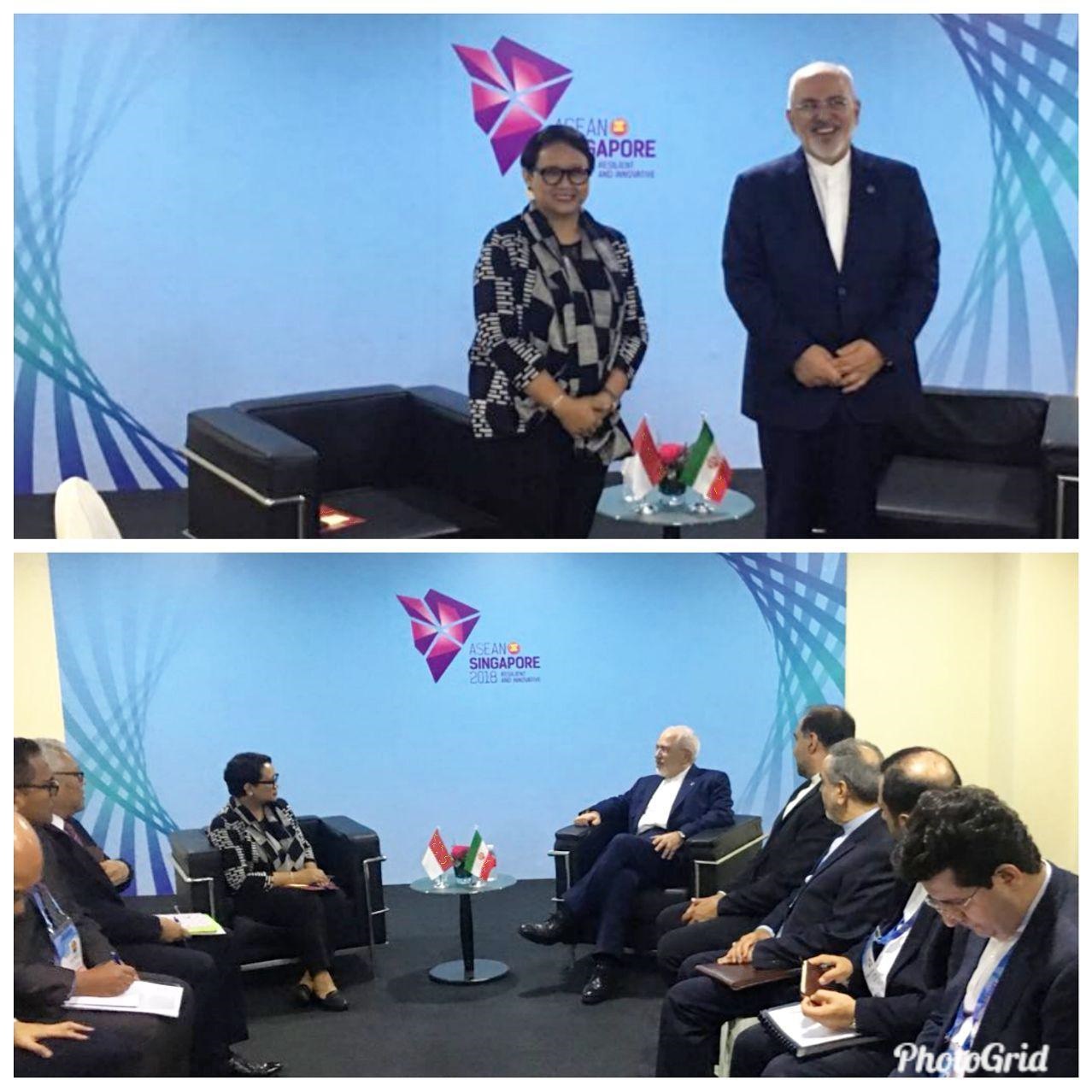 وزیران‌ امور خارجه ایران و اندونزی در سنگاپور دیدار