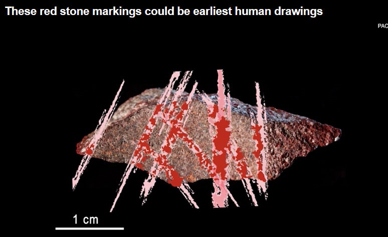 کشف سنگ نقاشی شده توسط انسان ۷۳ هزار سال قبل در آفریقا / عکس