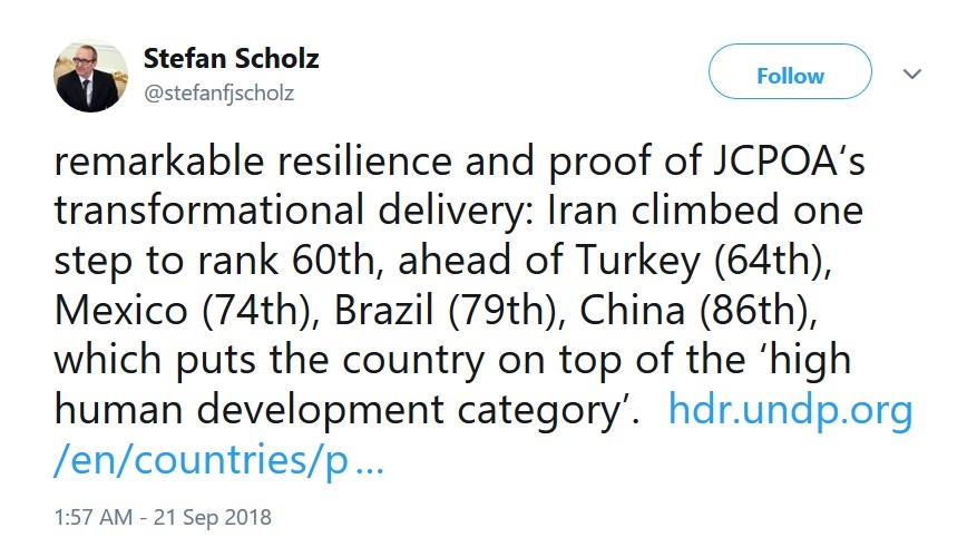 سفیر اتریش در تهران: به لطف برجام شاخص‌های توسعه انسانی ایران افزایش یافت
