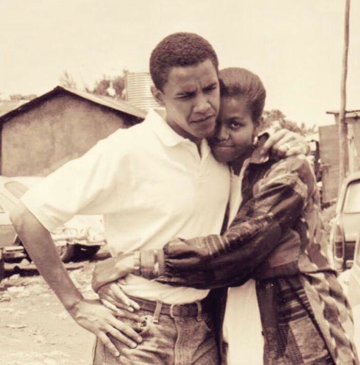 باراک اوباما و همسرش در سال ۱۹۹۲