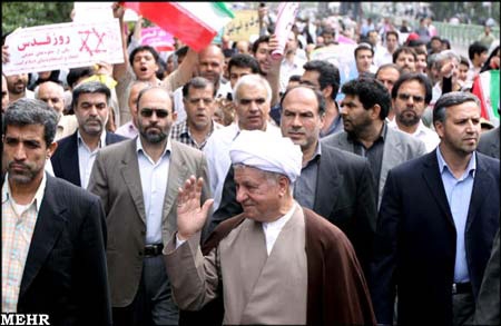 عکس/ احمدی‌نژاد، خاتمی، هاشمی، کروبی و رحیمی در راهپیمایی روز قدس