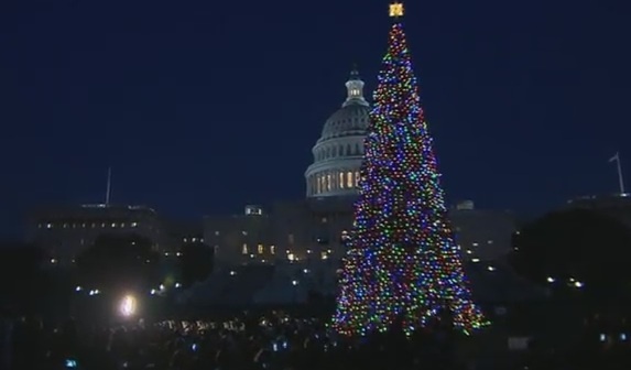 کنگره آمریکا، درخت کریسمس را روشن کرد