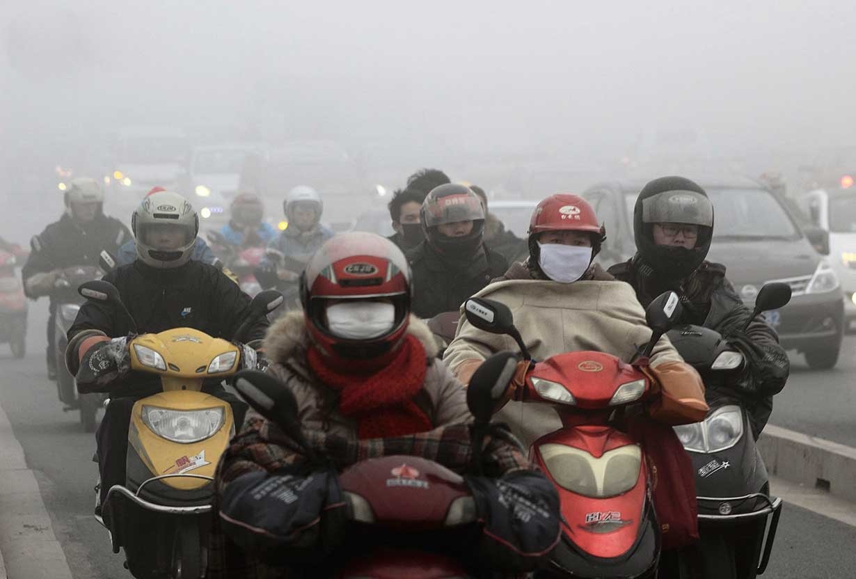 آلودگی هوا یا مه گرفتگی در شرق چین؟/دید افقی زیر 10متر