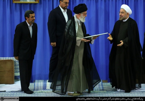 تحویل حکم ریاست جمهوری روحانی توسط رهبر معظم انقلاب