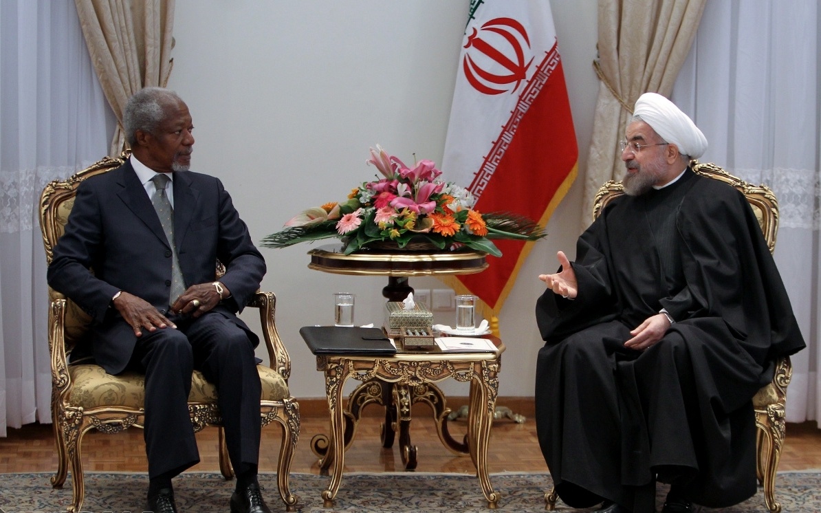 روحانی در دیدار با کوفی عنان: باید به صورت یکپارچه برای توقف جنگ و کشتار در سوریه متحد شویم