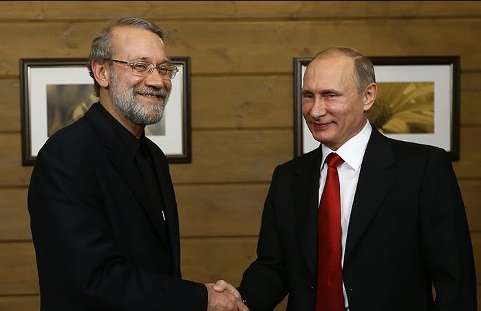 دیدار لاریجانی و پوتین باموضوع مذاکرات هسته ای ومسائل سوریه/ پوتین:سلامم را به رهبر و روحانی برسانید