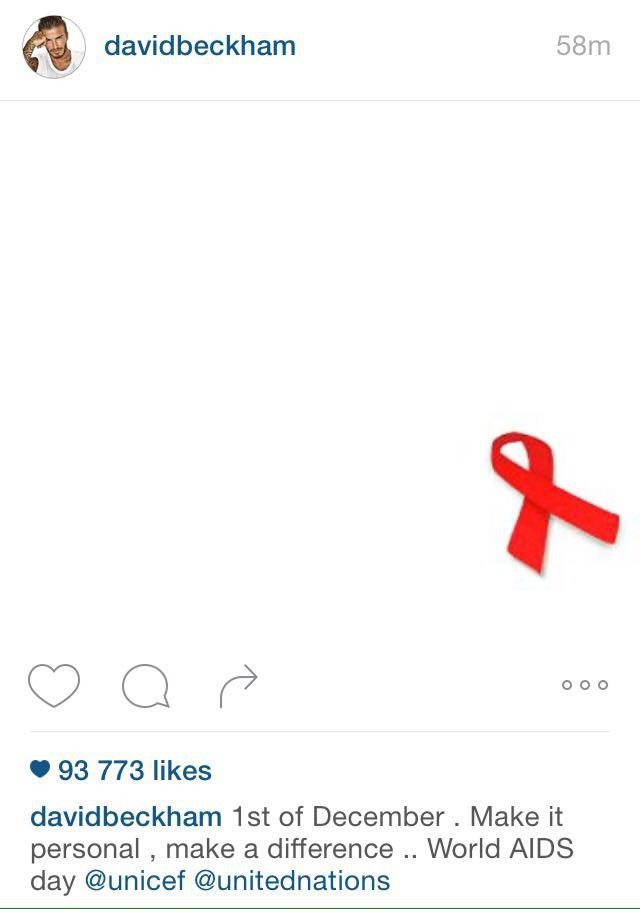 پست های اینستاگرامی اسطوره فوتبال انگلیس و همسرش به مناسبت روز جهانی ایدز