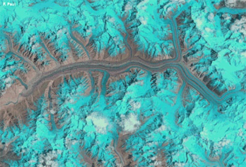 تصویر متحرک یک  ثانیه‌‌ای از گسترش یخچال‌های هیمالیا