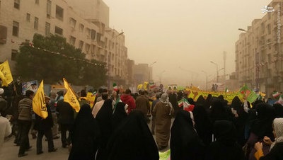 امام جمعه اهواز با ماسک در راهپیمایی 22 بهمن