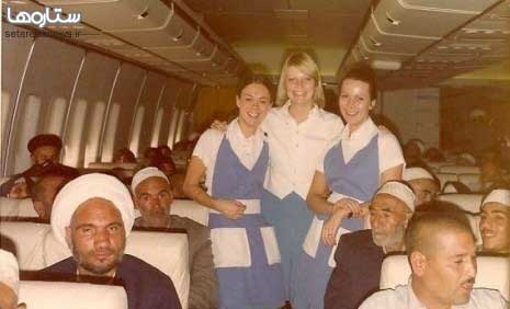 وقتی خانم‌های مهماندار آمریکایی در پرواز حجاج ایرانی عکس یادگاری می‌گرفتند/ عکس