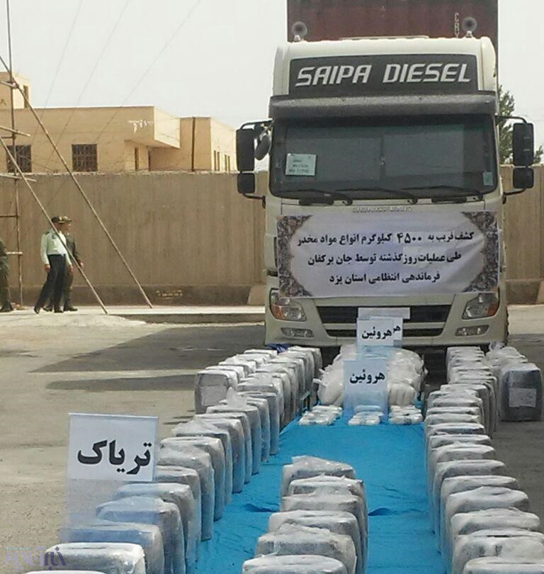 کشف 4.5 تن مواد مخدر در ایستگاه شهید مدنی مهریز یزد