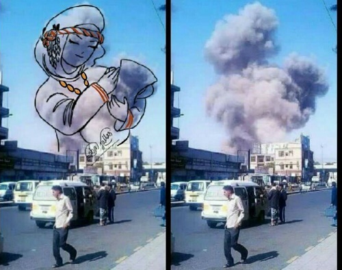 بمباران‌های عربستان سوژه‌ی هنرمند یمنی شد