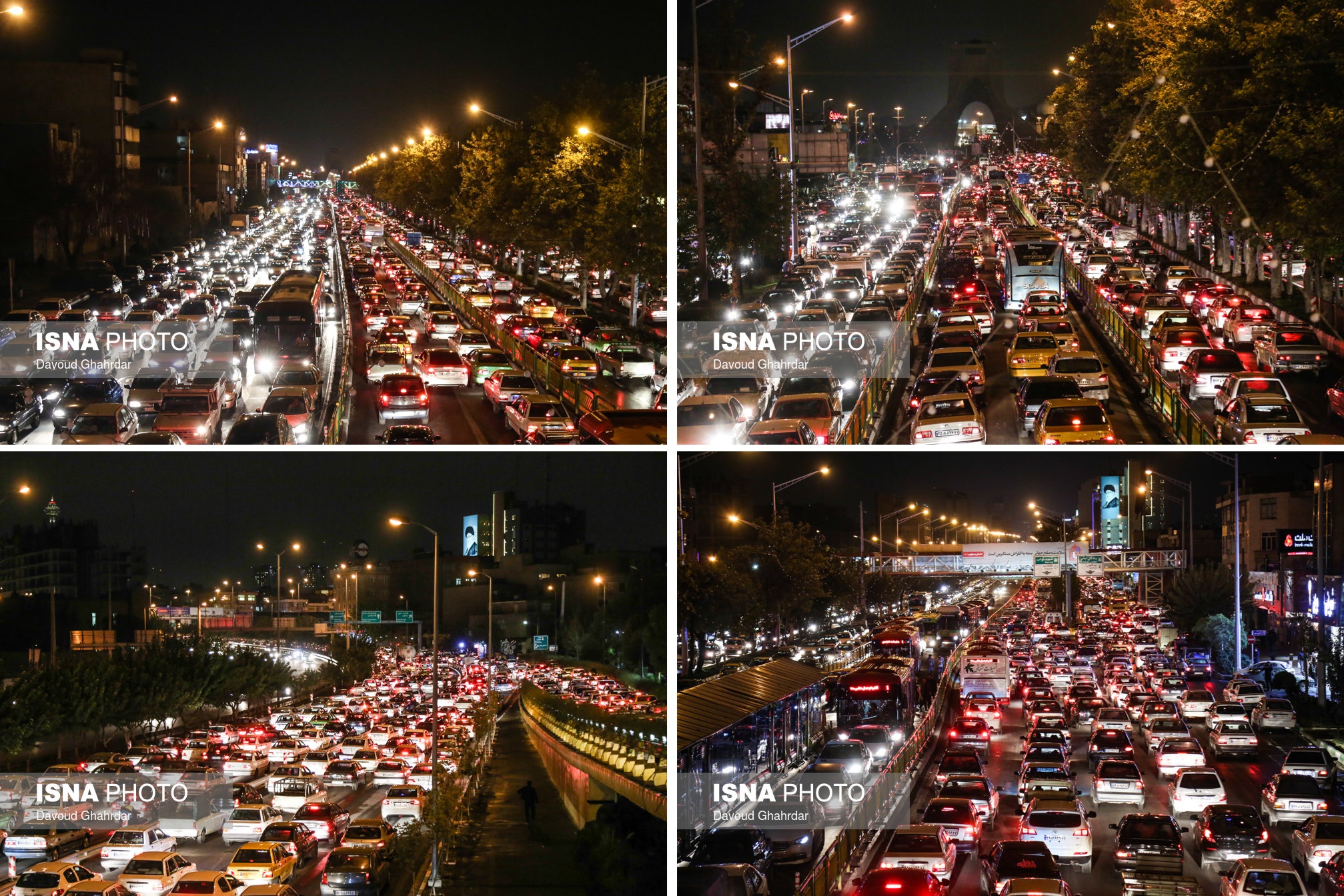 عکس ترافیک تهران در شب