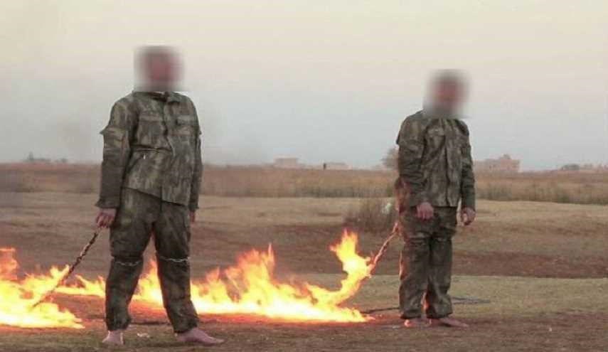 فیلم | داعش دو نظامی ترک را سوزاند | ترکیه شبکه‌های اجتماعی را فیلتر کرد (۱۶+)