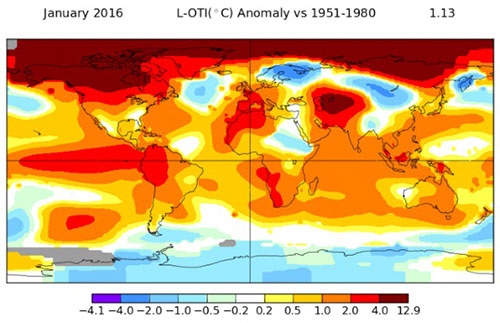 گرمترین ژانویه جهان در ۱۳۵ سال گذشته/احتمال در پیش بودن گرمترین سال
