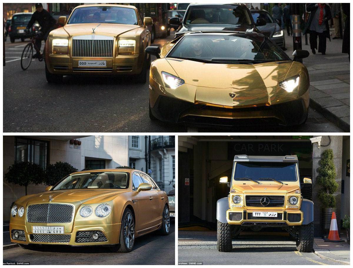 خودروهای طلایی لندن را ببینید / مالک این خودروها کیست؟