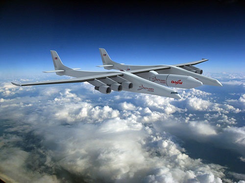 پهن‌پیکر‌ترین هواپیمای جهان  را ببینید/ 117 متر طول بال برای رساندن ماهواره‌ها به مدار