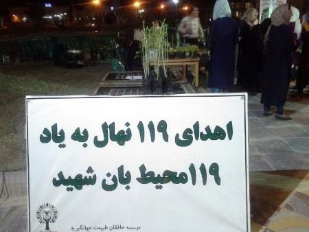 اهدای 119 نهال به یاد 119 محیط بان شهید کشور در بستک