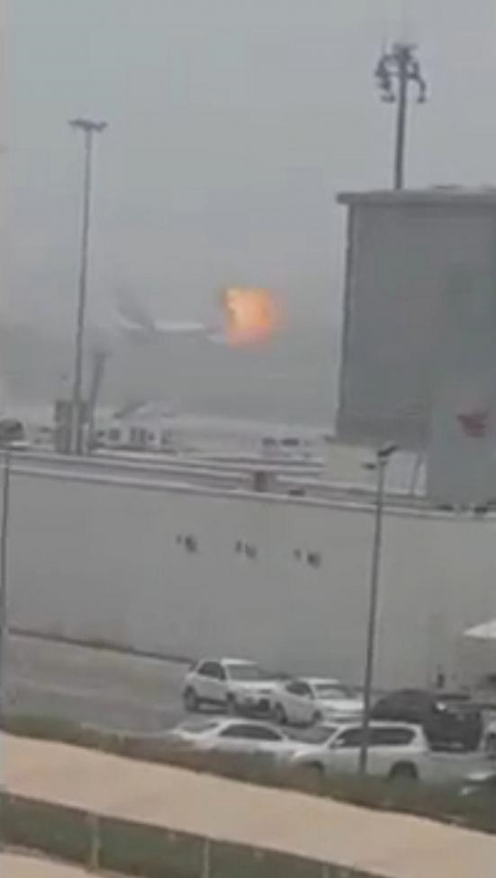 نخستین فیلم از آتش‌سوزی بوئینگ امارات در فرودگاه دبی