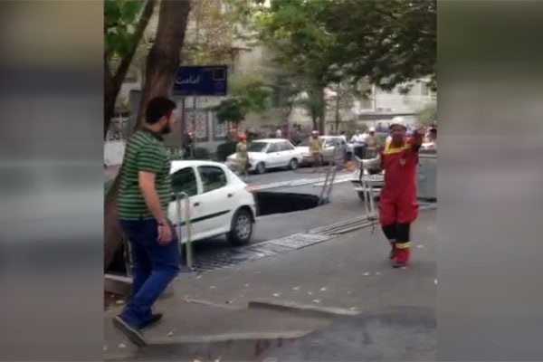 فیلم | نشست زمین در خیابان پیامبر روبروی مجتمع کوروش | دو نفر مجروح شدند
