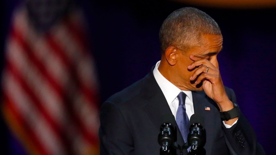 تصاویر | اشک‌های اوباما در آخرین سخنرانی دوران ریاست‌جمهوری‌اش