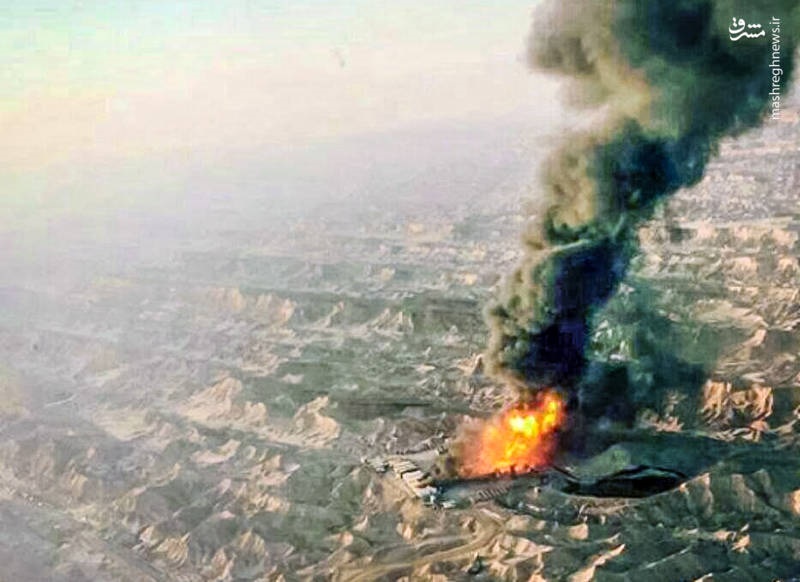 عکس هوایی از محل انفجار میدان گازی رگ‌سفید