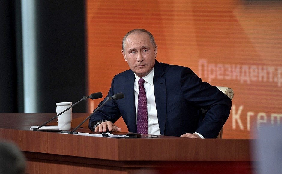 تصاویر  | نشست خبری پوتین در آستانه انتخابات ریاست‌جمهوری روسیه 