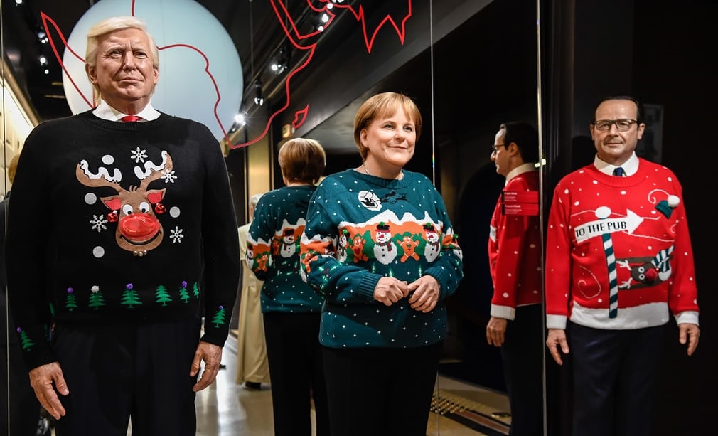 عکس | ترامپ، مرکل و اولاند با لباس‌های رنگی کریسمس