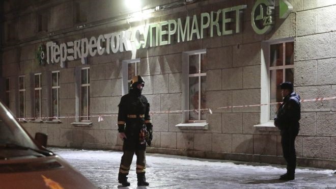 فیلم | انفجار بمب دست‌ساز در یک سوپرمارکت در سن‌پترزبورگ