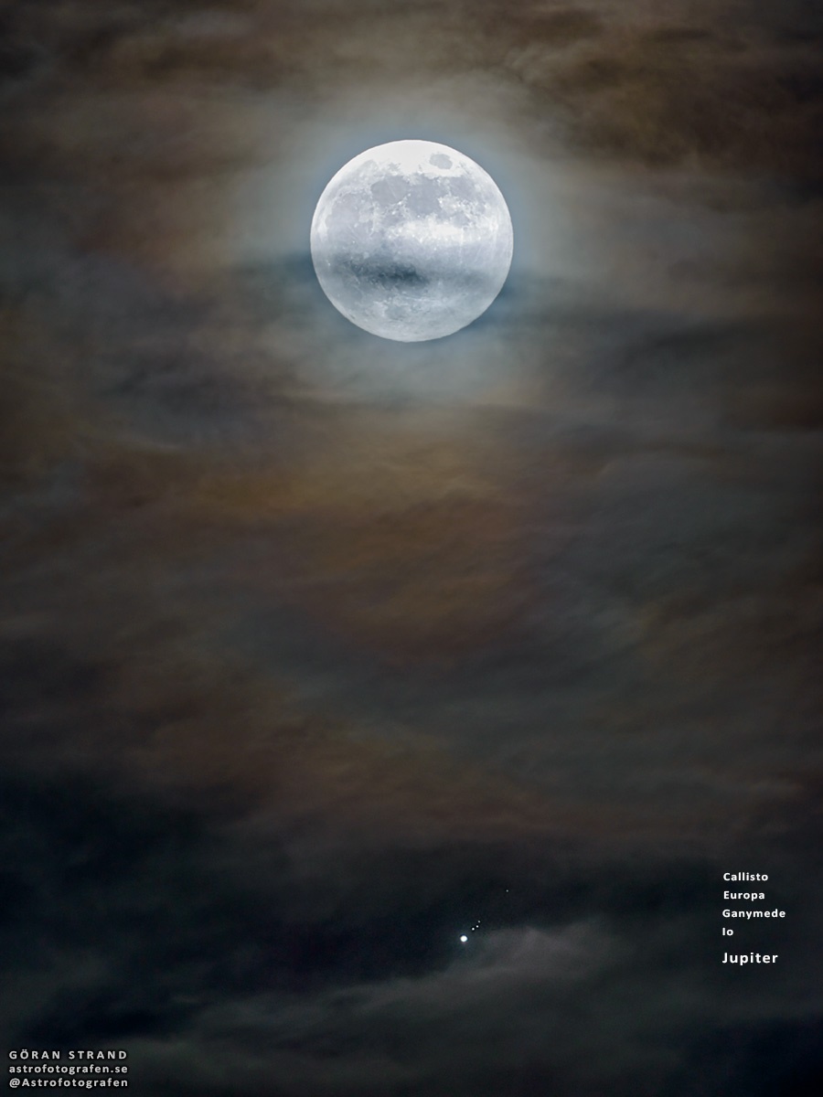 ماه،مشتری و ۴ قمر مشهور مشتری در یک قاب /عکس خارق‌العاده نجومی 