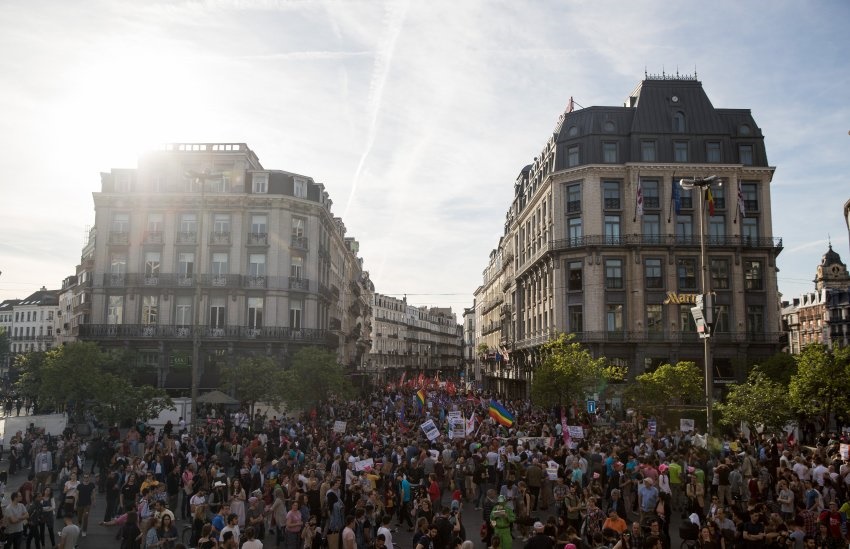 تصاویر | تظاهرات جالب بلژیکی‌ها در اعتراض به سفر ترامپ به بلژیک
