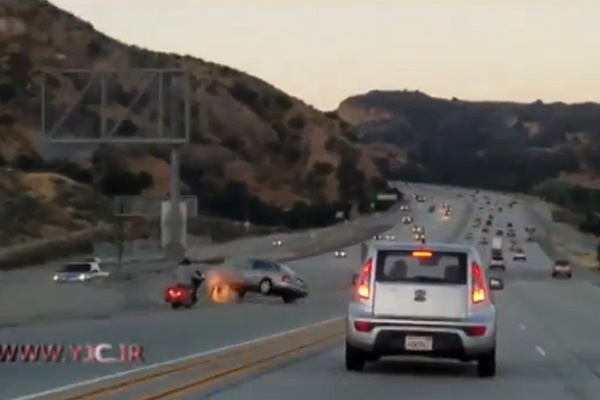فیلم | حادثه مرگبار به تلافی لگد یک موتورسوار